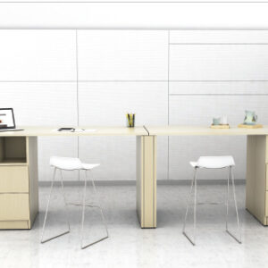 Modern Dual Workstation Desk with Integrated Storage – Collaborative Office Setup